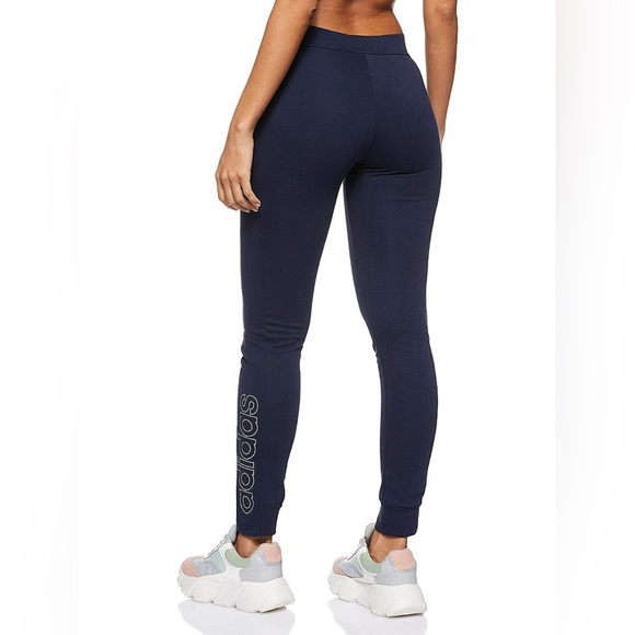 Adidas High Waist Women's Jogger Pants Navy Blue - Picture 1 of 15